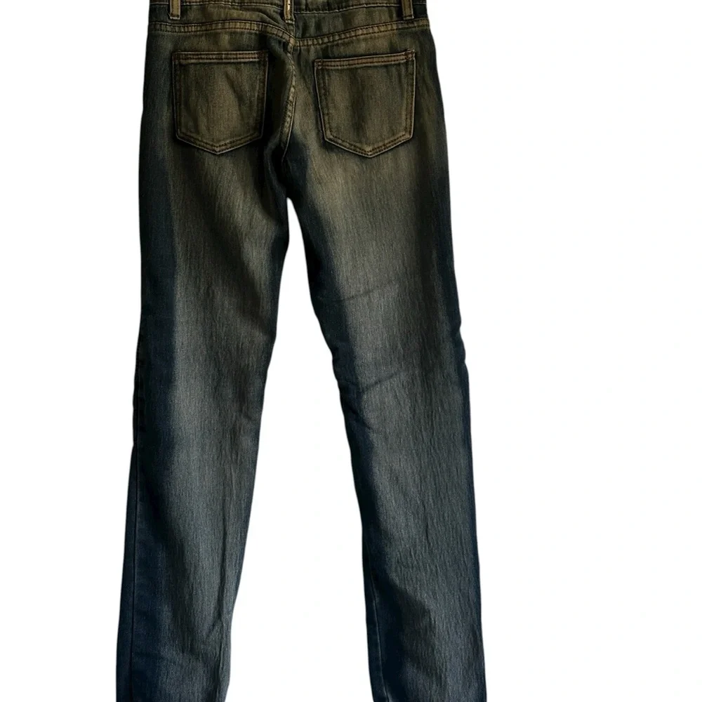 Thrill Blue Denim Skinny Jeans with Artistic Splatter,Streetwear, Biker,Edgy